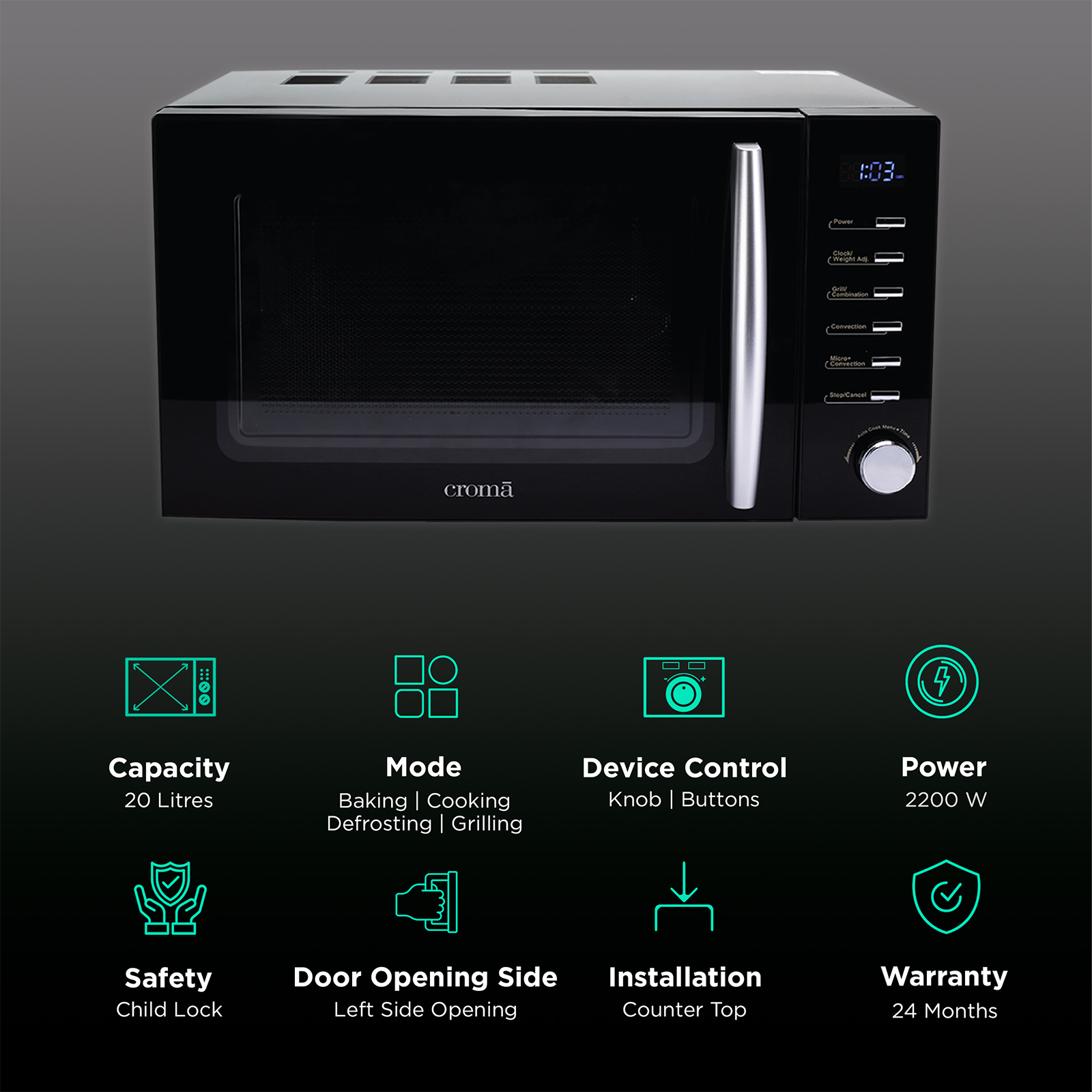 Croma 20 litres store convection microwave oven